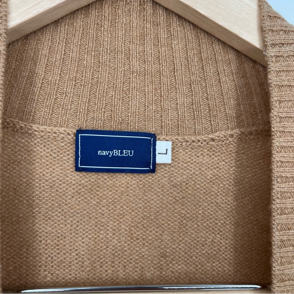 NavyBLEU Cashmere Camel Open Front Cardigan - Picture 3 of 10